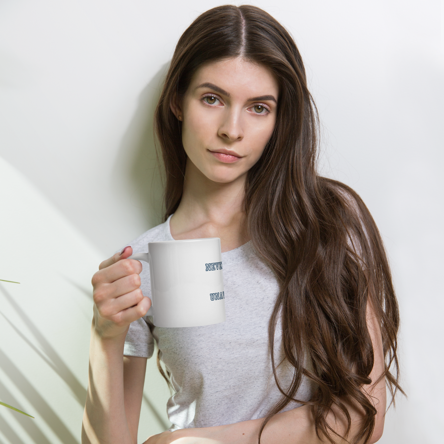 Nevertheless I Am Unavailable White glossy mug