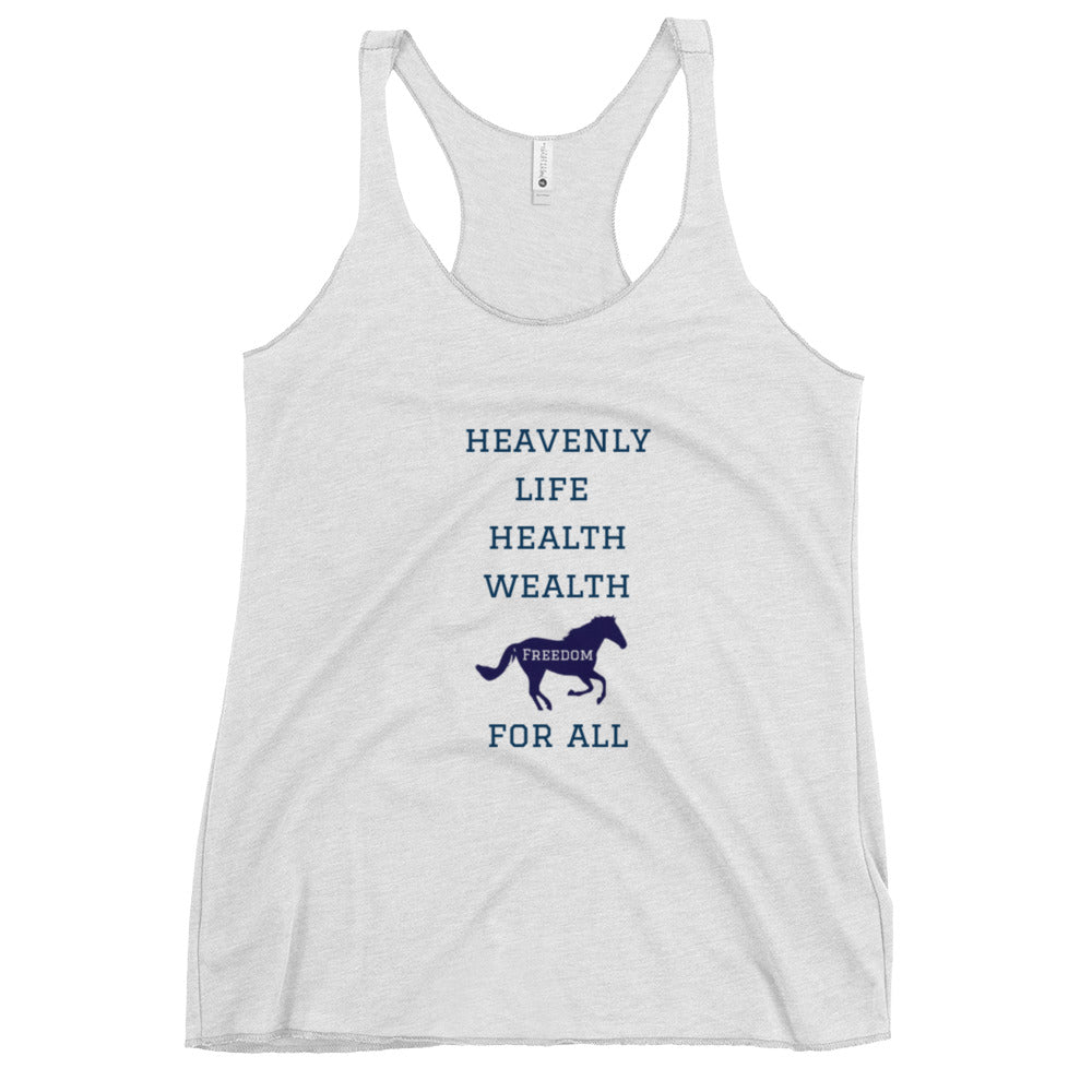 Heavenly Life Health Wealth Freedom Women's Racerback Tank