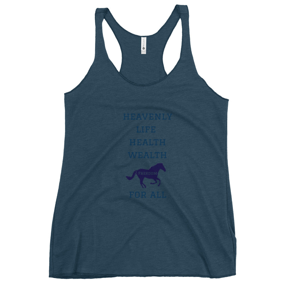 Heavenly Life Health Wealth Freedom Women's Racerback Tank
