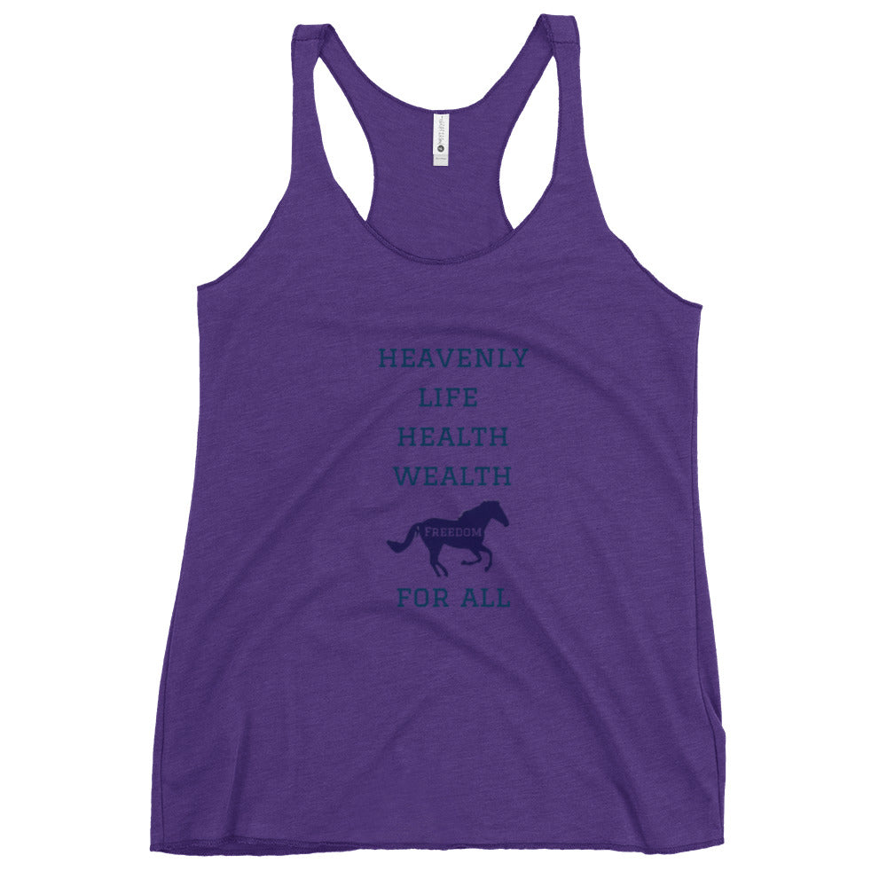 Heavenly Life Health Wealth Freedom Women's Racerback Tank