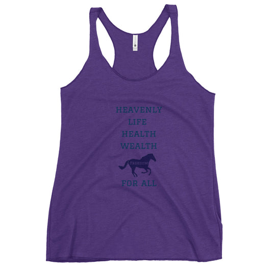 Heavenly Life Health Wealth Freedom Women's Racerback Tank