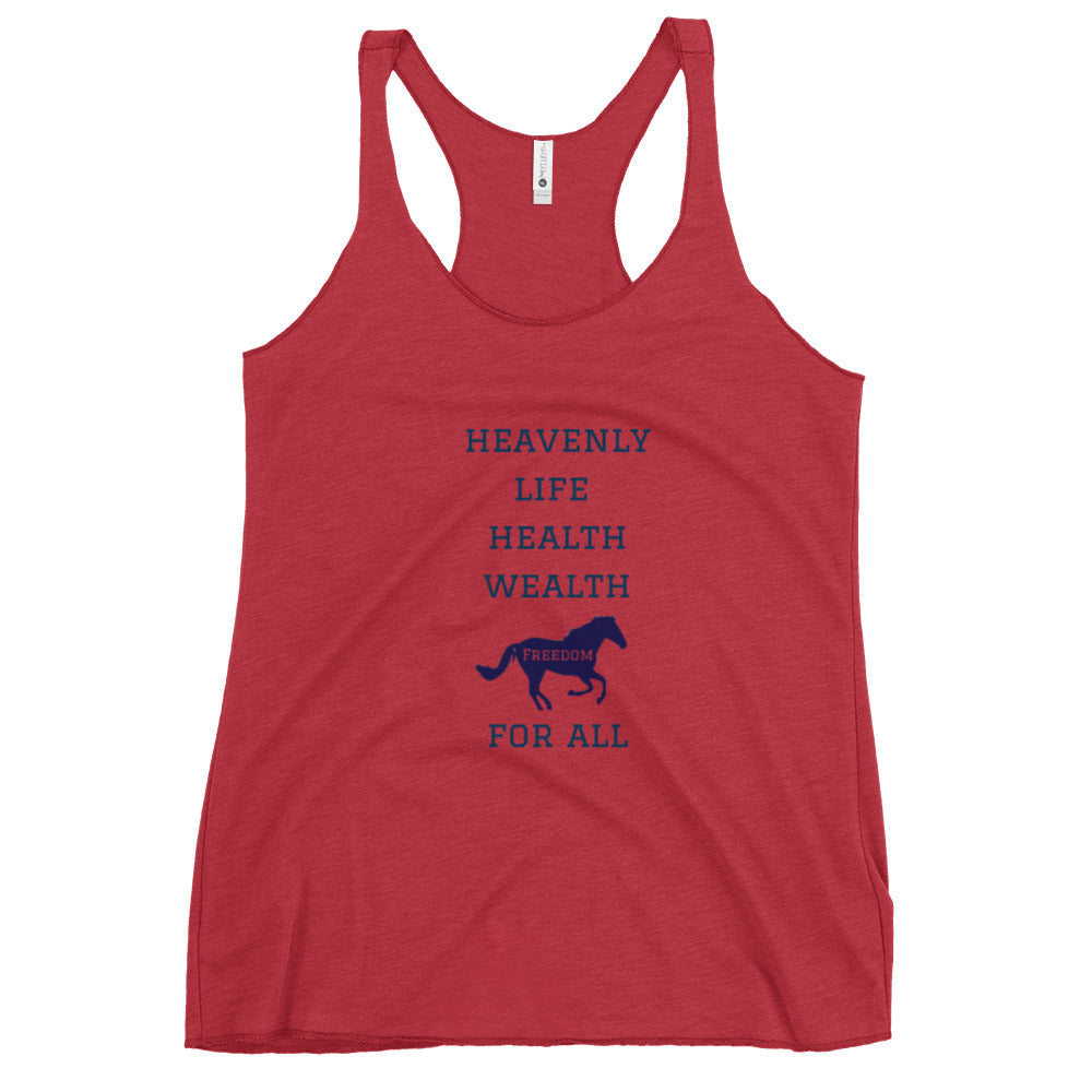 Heavenly Life Health Wealth Freedom Women's Racerback Tank