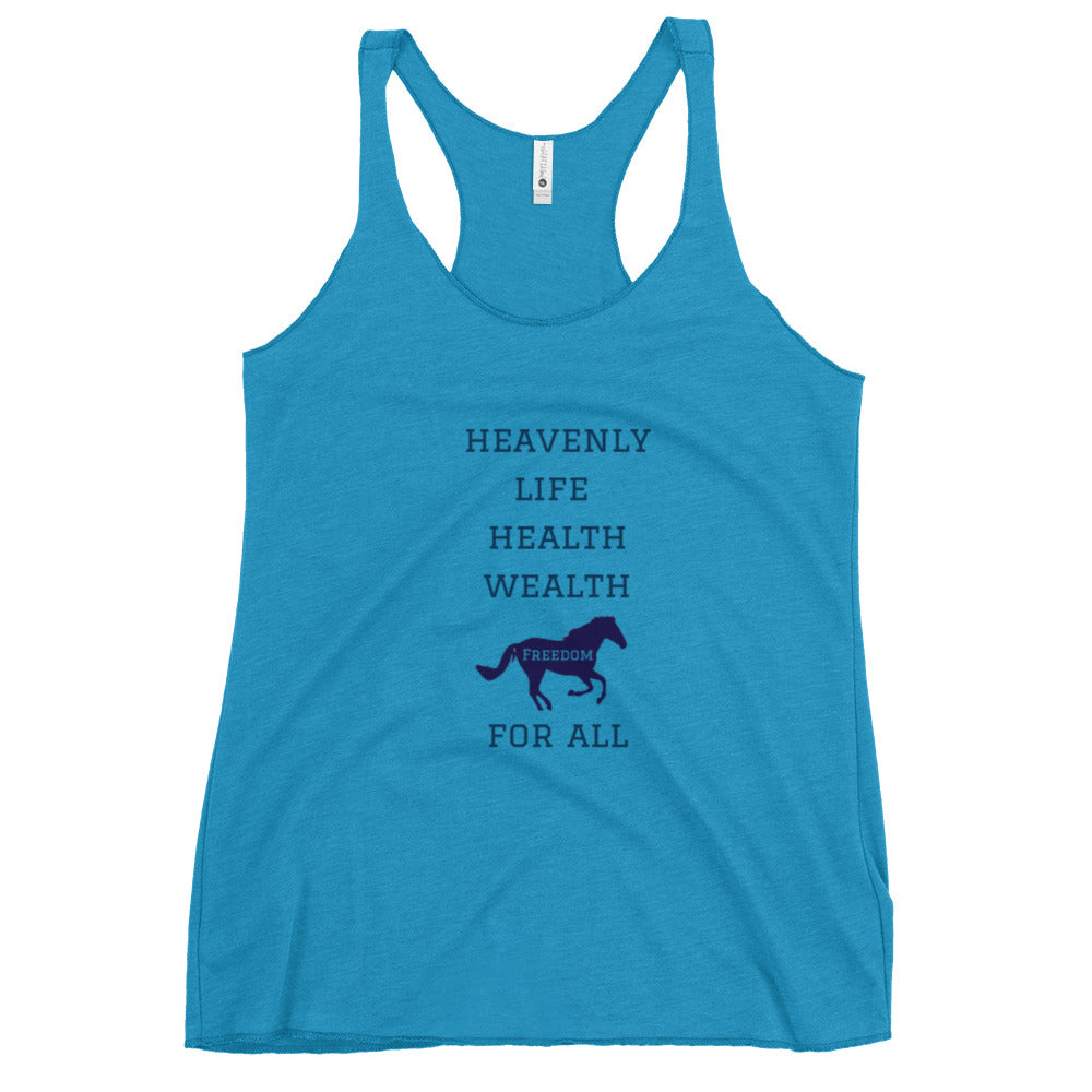 Heavenly Life Health Wealth Freedom Women's Racerback Tank